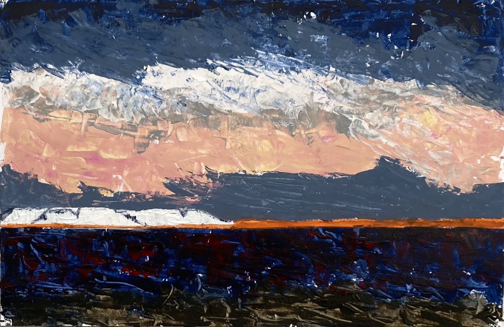 N° B 1051 - Montagnes de sel - Acrylique sur papier - 32,5 x 50 cm - 29 octobre 2024