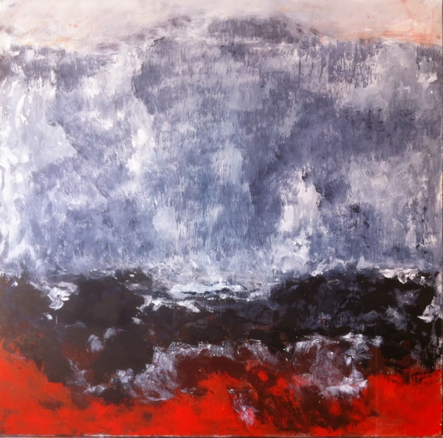 N° 1258 - Par delà la montagne - Acrylique sur toile - 100 x 100 cm -12 mars 2014